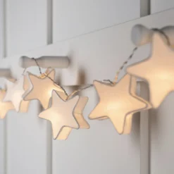 10er LED Papier Stern Lichterkette Batterie