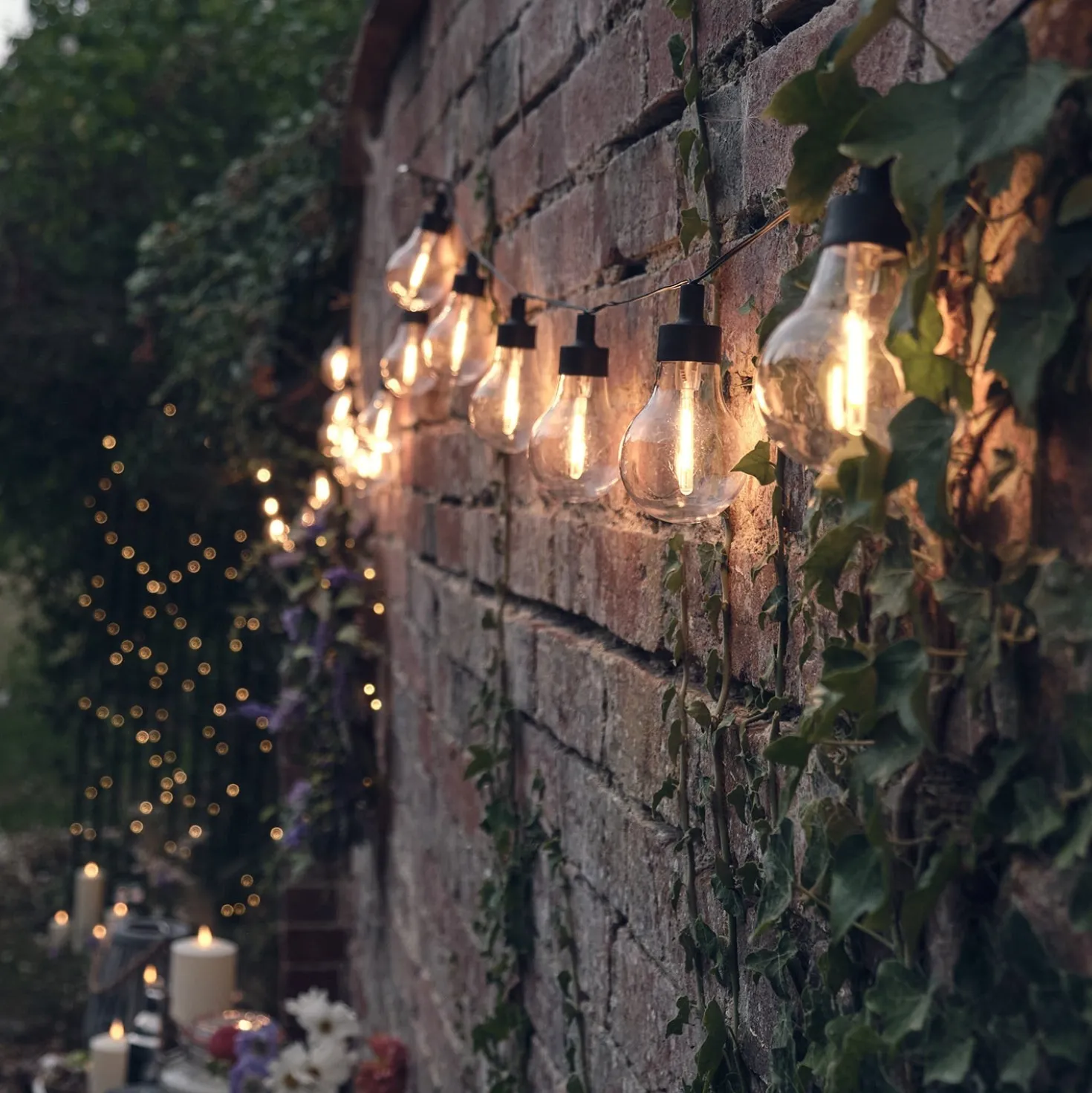 20er LED Party Lichterkette Retro Outdoor batteriebetrieben