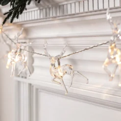 10er LED Rentier Weihnachtslichterkette warmweiß