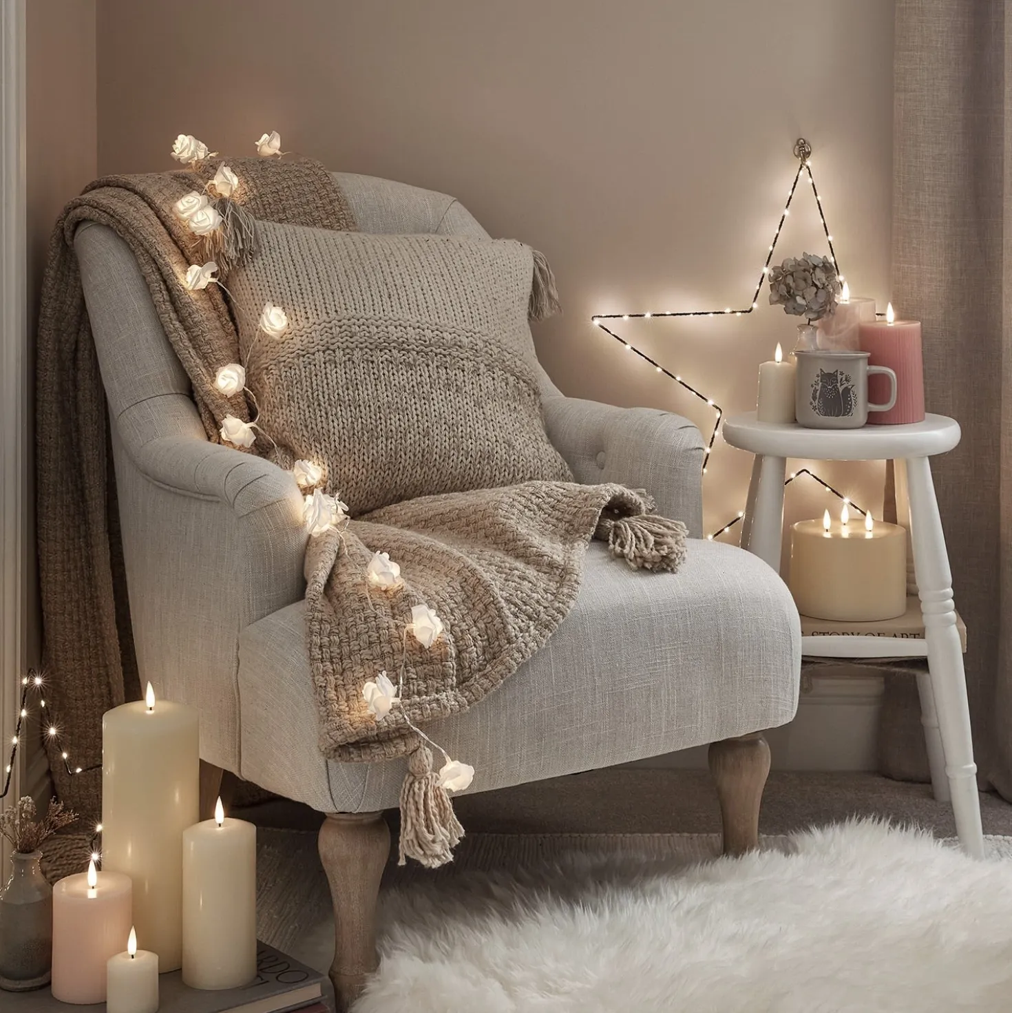 20er LED Rosen Lichterkette warmweiß batteriebetrieben