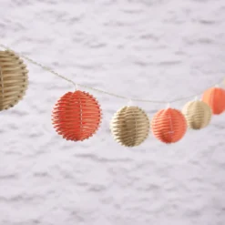 10er LED Solar Lichterkette Rattan Kugeln bunt