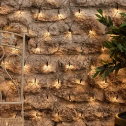 100er LED Solar Lichternetz warmweiß USB wiederaufladbar 1 x 1m