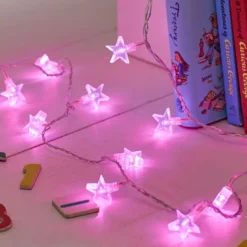 30er LED Sternenlichterkette pink