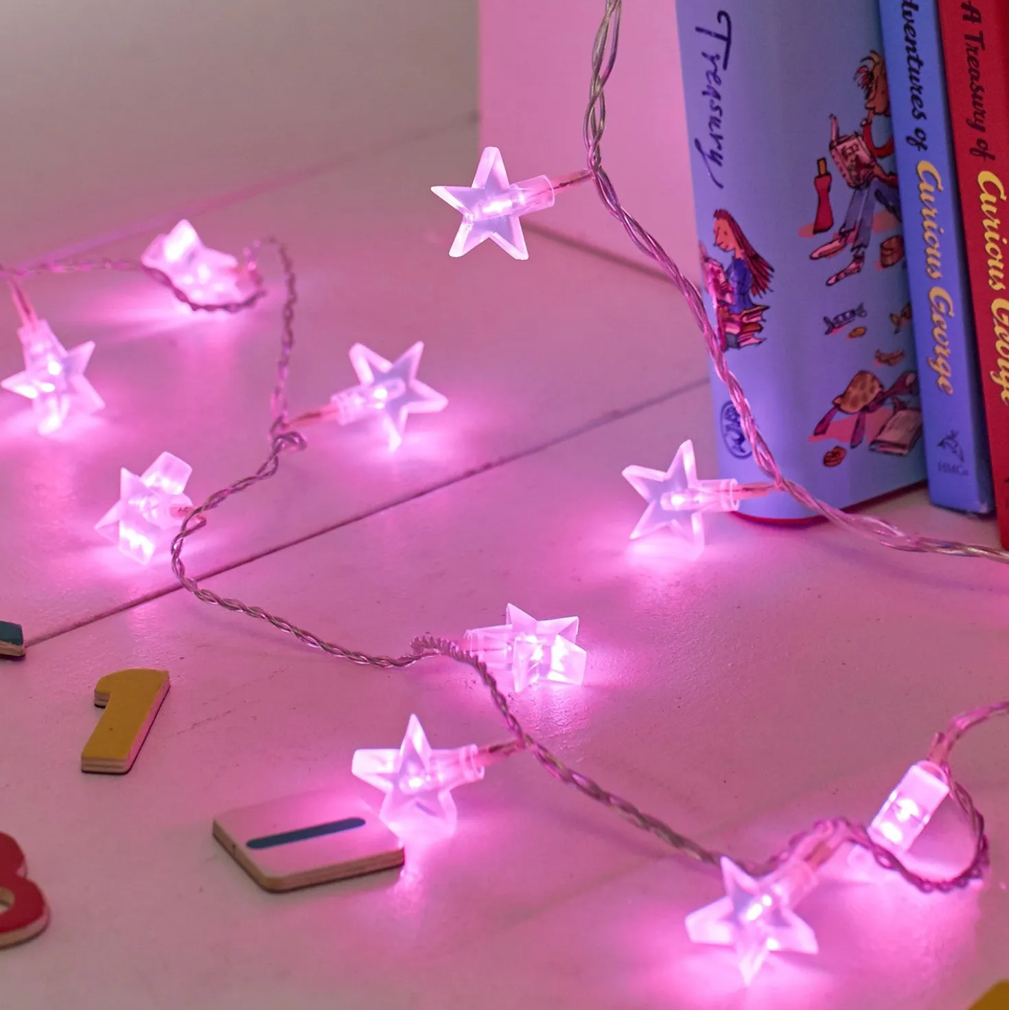 30er LED Sternenlichterkette pink