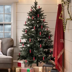 20er LED Weihnachtsbaumkerzen rot