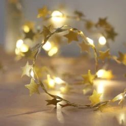 40er Micro LED Girlande goldene Stoff Sterne