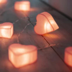 10er Papier Herzen Lichterkette Batterie