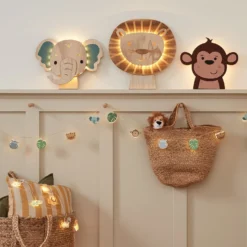 12er Safari Lichterkette Kinderzimmer aus Holz