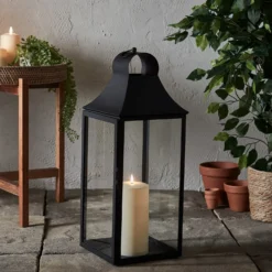 3er Set Albury Gartenlaternen mit TruGlow® Outdoor Kerzen, Mattschwarz
