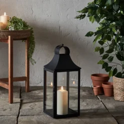 3er Set Albury Gartenlaternen mit TruGlow® Outdoor Kerzen, Mattschwarz