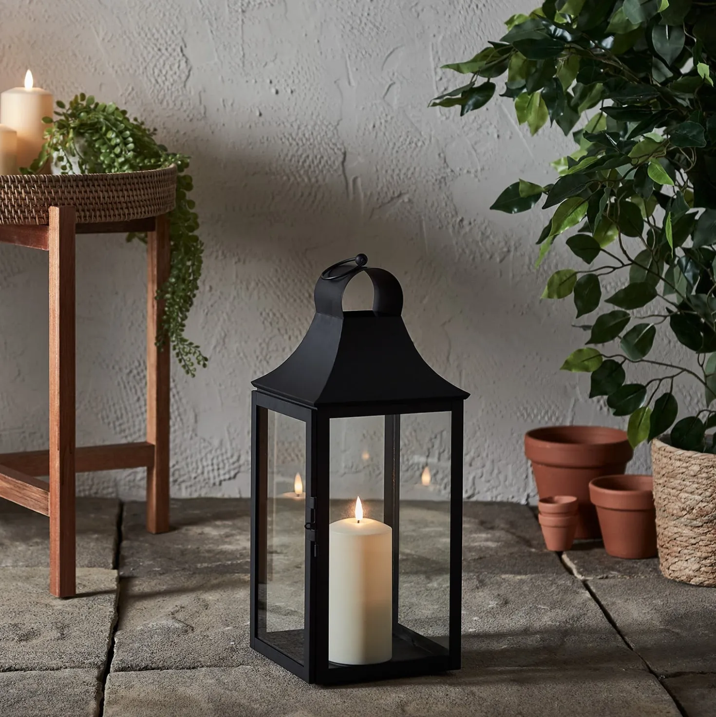 3er Set Albury Gartenlaternen mit TruGlow® Outdoor Kerzen, Mattschwarz