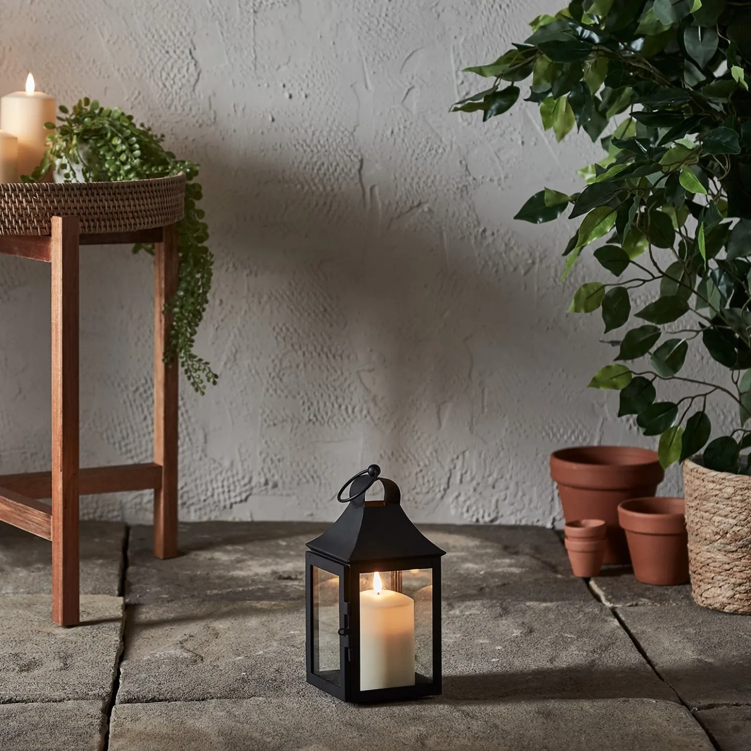 3er Set Albury Gartenlaternen mit TruGlow® Outdoor Kerzen, Mattschwarz
