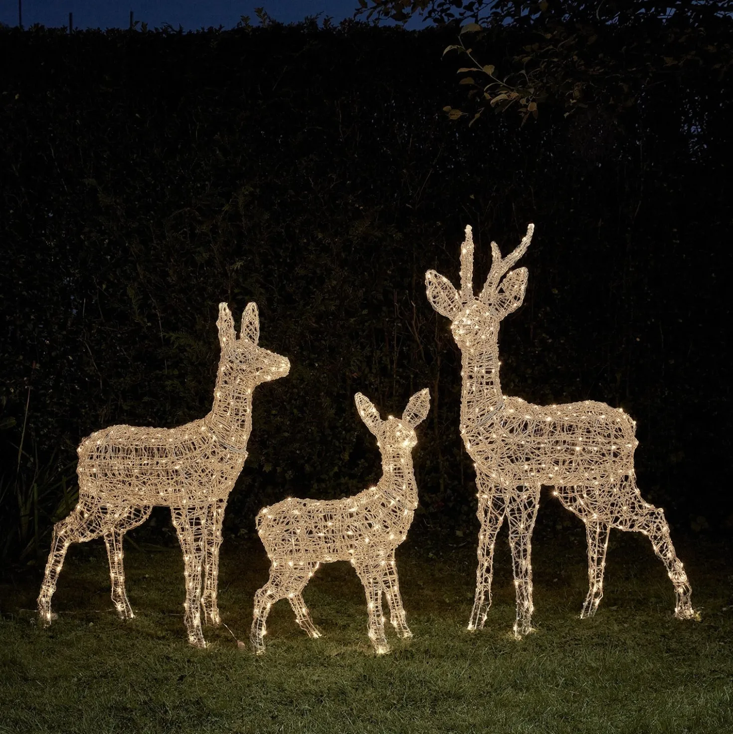 3er Set batteriebetriebene bicolor LED-Rentierfamilie L Swinsty