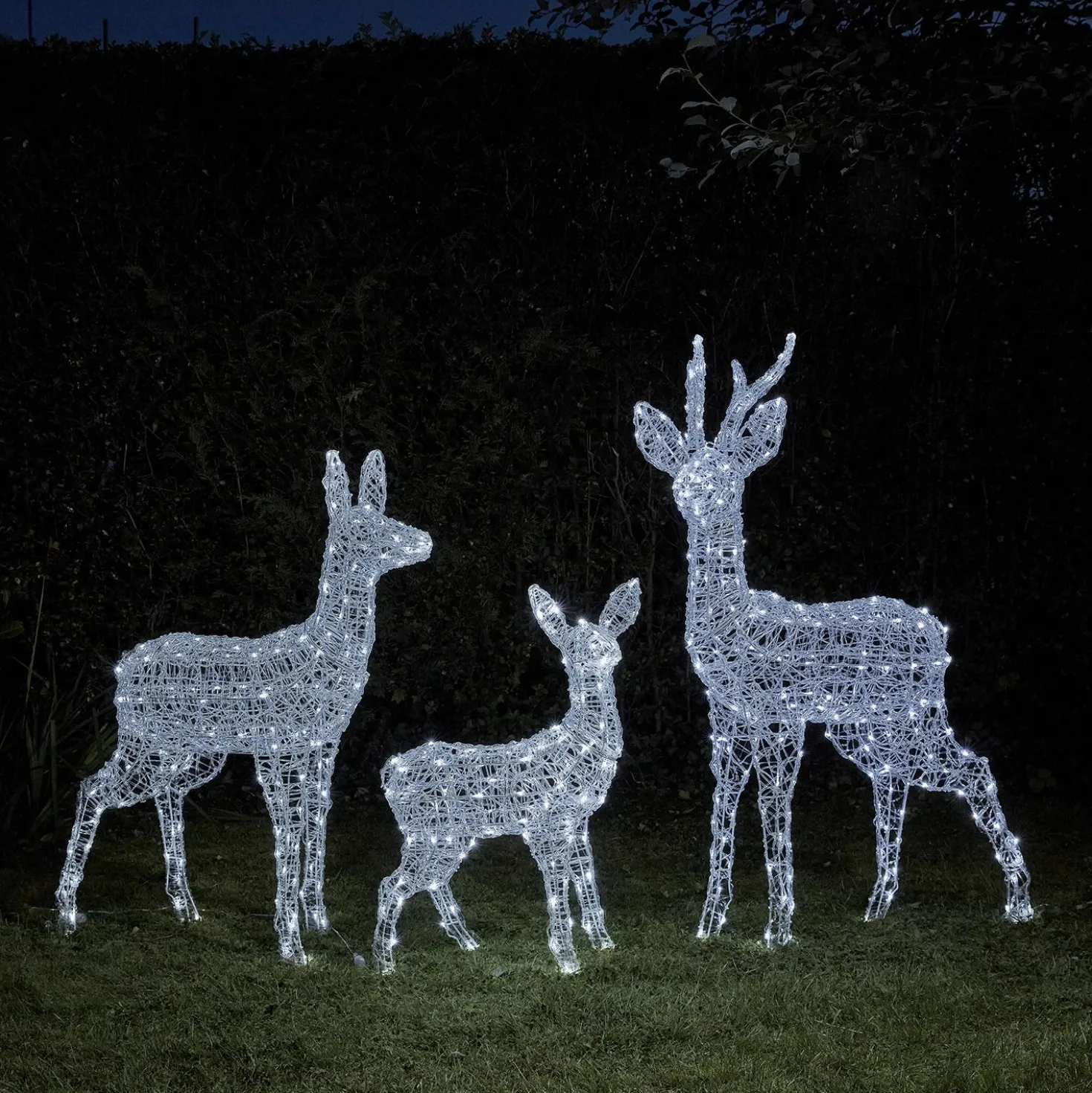 3er Set batteriebetriebene bicolor LED-Rentierfamilie L Swinsty
