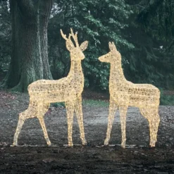 2er Set Bicolor LED-Rentiere Hirsch & Hirschkuh XL Swinsty