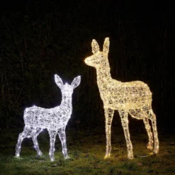 2er Set Bicolor LED-Rentiere Hirschkuh & Rehkitz L Swinsty