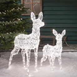 2er Set Bicolor LED-Rentiere Hirschkuh & Rehkitz L Swinsty