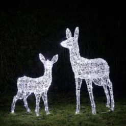 2er Set Bicolor LED-Rentiere Hirschkuh & Rehkitz L Swinsty