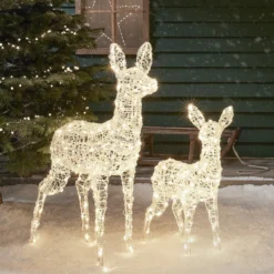 2er Set Bicolor LED-Rentiere Hirschkuh & Rehkitz L Swinsty