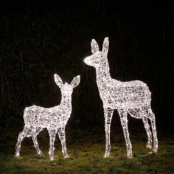 2er Set Bicolor LED-Rentiere Hirschkuh & Rehkitz L Swinsty