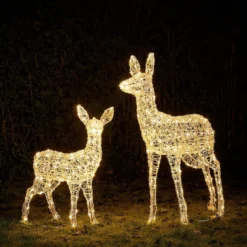 2er Set Bicolor LED-Rentiere Hirschkuh & Rehkitz L Swinsty
