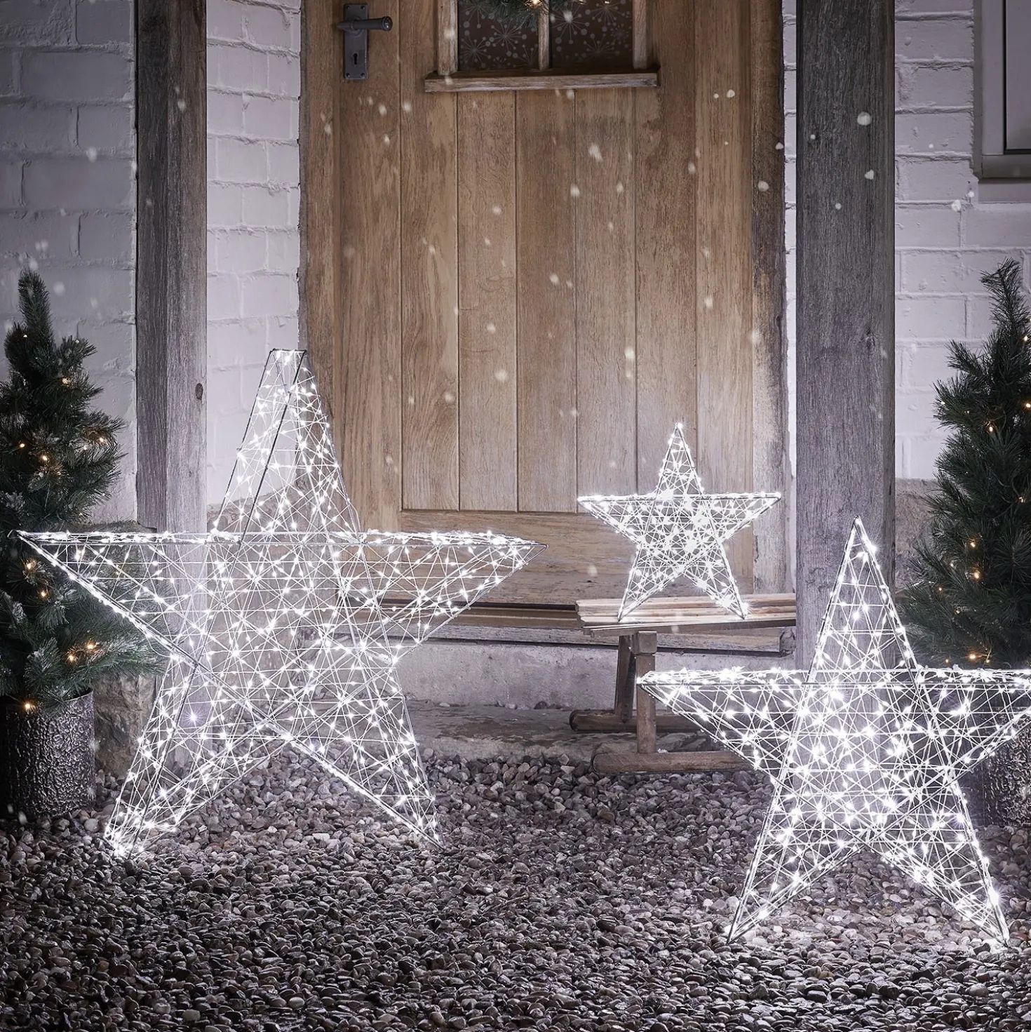 3er Set Bicolor LED Sterne Weihnachtsdeko außen