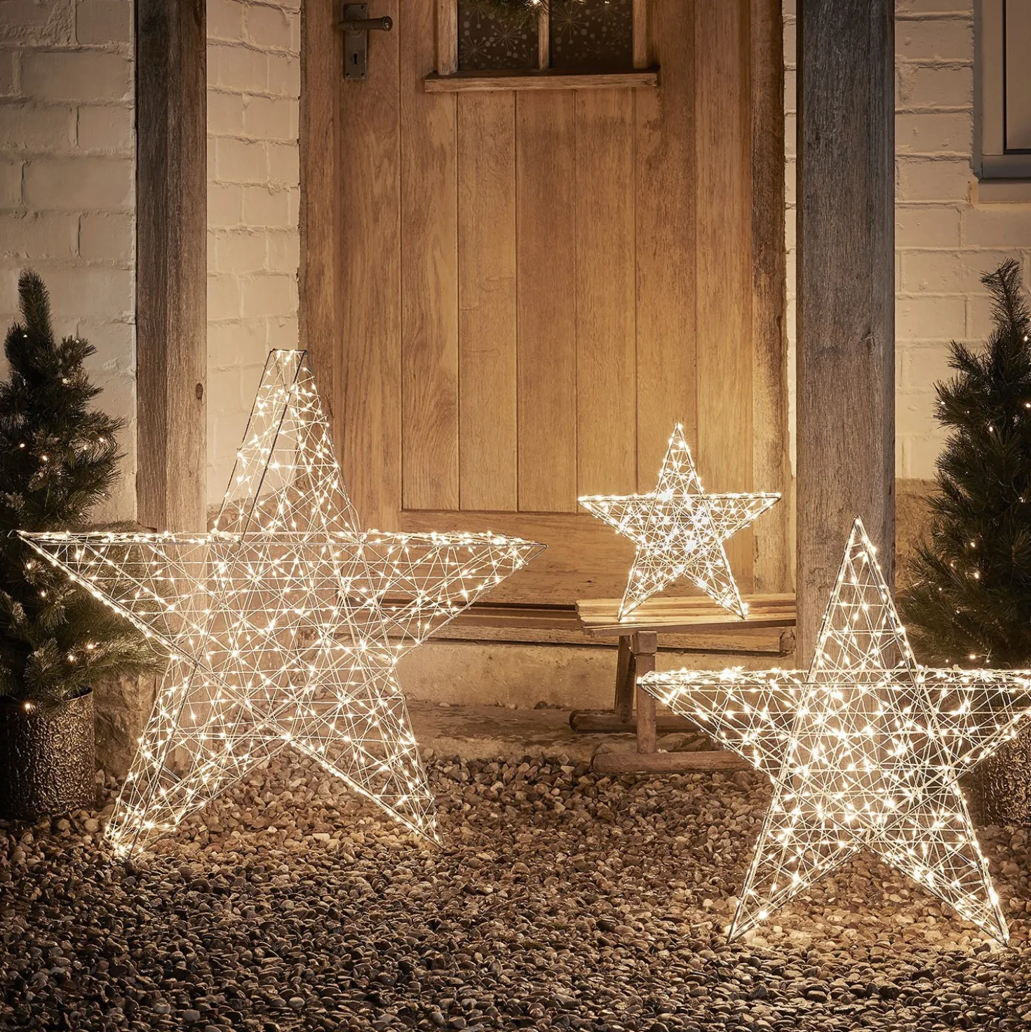 3er Set Bicolor LED Sterne Weihnachtsdeko außen