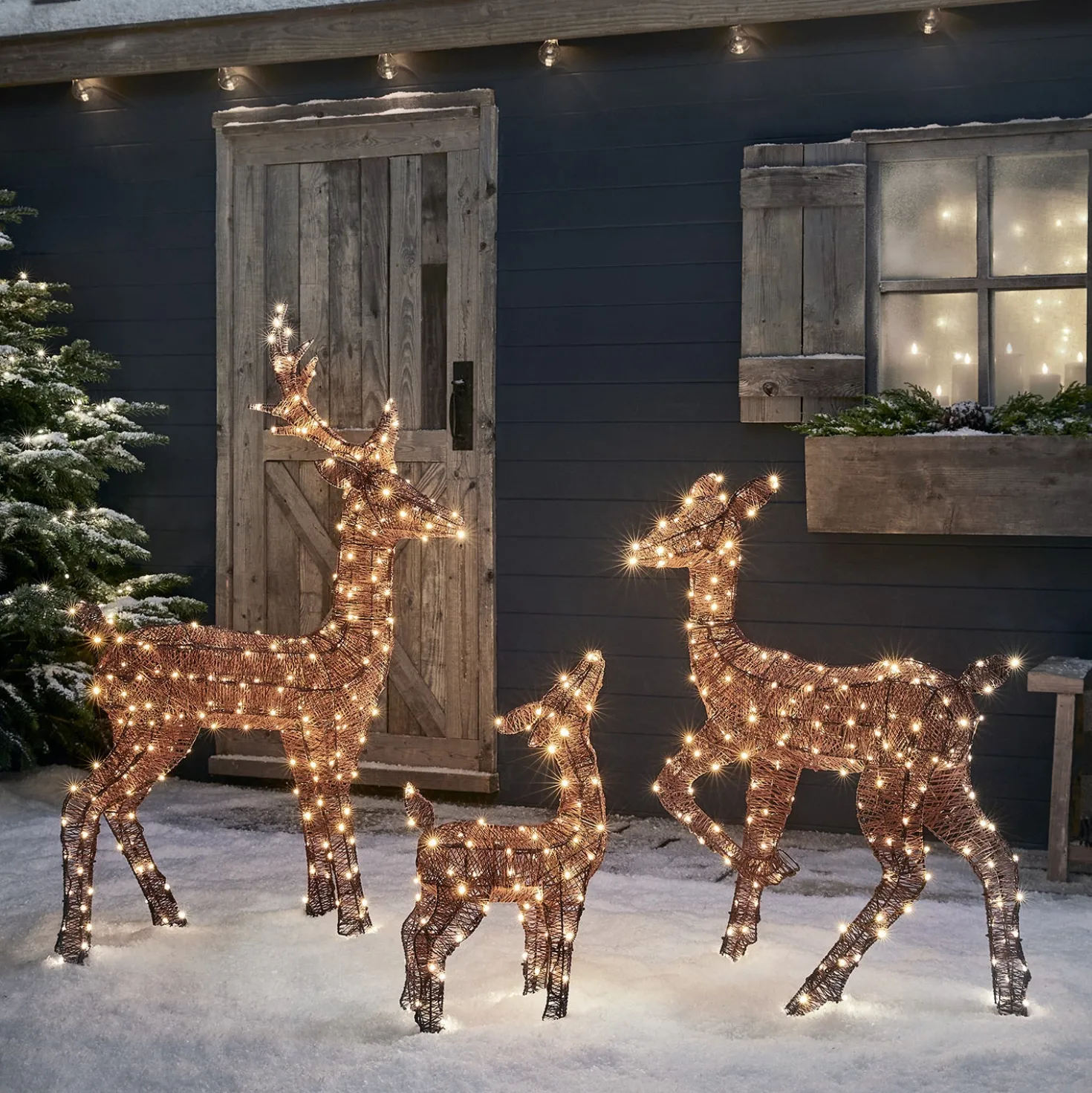 3er Set braune LED-Rentierfamilie Harewood