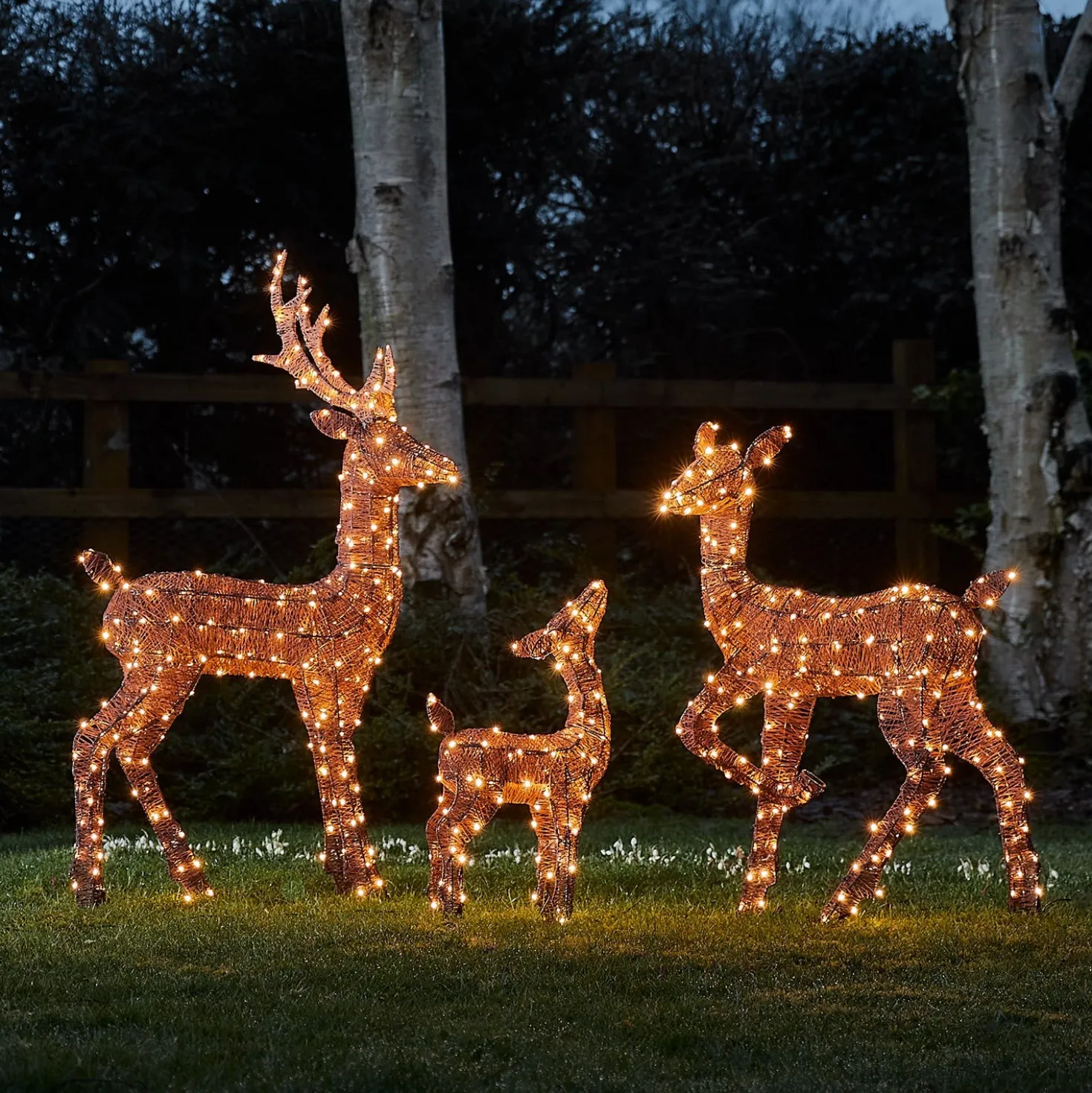 3er Set braune LED-Rentierfamilie Harewood