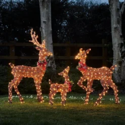 3er Set braune LED-Rentierfamilie Harewood
