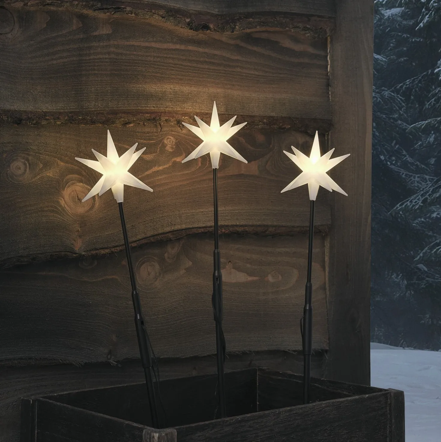 3er Set 50cm LED Adventstern Stableuchten