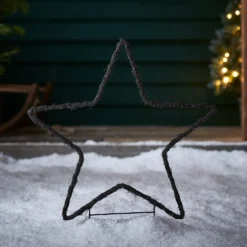 3er Set 66cm Stableuchten Sterne aus Weide