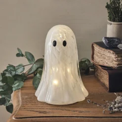 2er Set Gertie LED-Halloween-Geister aus Konfettiglas mit Timer