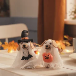 2er Set Gordie & George Halloween-Hunde Dekoration aus Filz zum Aufhängen