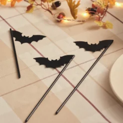 3er Set Halloween Fledermaus Gartenstecker in Schwarz