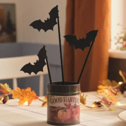 3er Set Halloween Fledermaus Gartenstecker in Schwarz