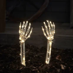 2er Set Halloween Gartendeko Stableuchten Skelette