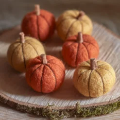 6er Set Herbstdeko Kürbisse aus Wolle