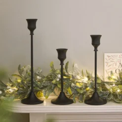 3er Set Kerzenhalter schwarz für Stabkerzen