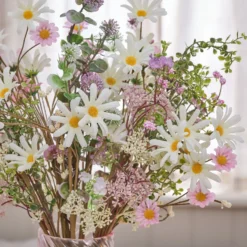 3er Set Kunstblumensträuße „Daisy Dreams“ mit Keramikvase 30 cm in Rosé