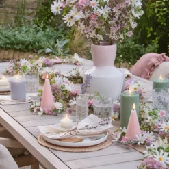 3er Set Kunstblumensträuße „Daisy Dreams“ mit Keramikvase 30 cm in Rosé