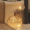 2er Set LED-Deko-Kürbisse aus Ombre-Mercury-Glas mit Timer