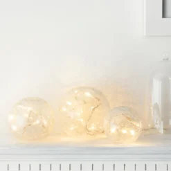 3er Set LED Glaskugeln warmweiß Batterie