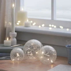 3er Set LED Glaskugeln warmweiß Batterie