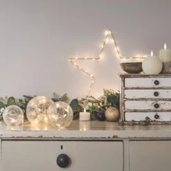 3er Set LED Glaskugeln warmweiß Batterie