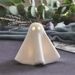 2er Set LED-Halloween-Deko aus Porzellan – Gerald & Hexenhut