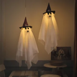 2er Set LED Halloween Hängedeko Geisterhunde mit Timer