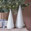 2er Set LED Keramik Weihnachtsbäume weiß