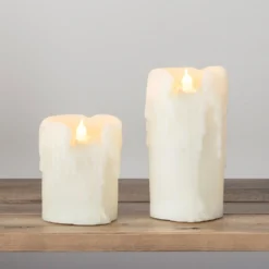 2er Set LED Kerzen Echtwachs mit Wachstropfen Timer