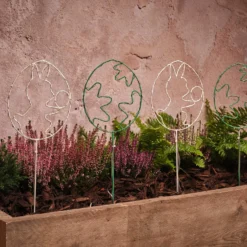 4er Set LED-Osterei-Gartenstecker mit Mikro-Lichtern in Grün & Weiß